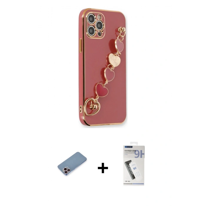 MARSİLYAN™- iPhone 12 Pro Max Kılıf Nova Işık Prime - Şeffaf Uv Polymer Nano Ekran Koruyucu + Shine Kamera Lens Koruma Cam - PE