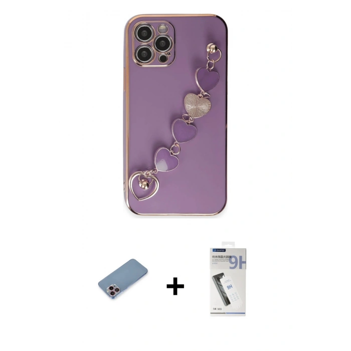 MARSİLYAN™- iPhone 12 Pro Max Kılıf Nova Işık Prime - Şeffaf Uv Polymer Nano Ekran Koruyucu + Shine Kamera Lens Koruma Cam - PE