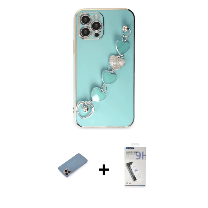 MARSİLYAN™- iPhone 12 Pro Max Kılıf Nova Işık Prime - Şeffaf Uv Polymer Nano Ekran Koruyucu + Shine Kamera Lens Koruma Cam - PE