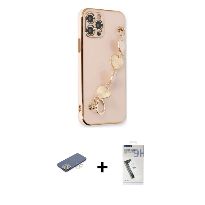 MARSİLYAN™- iPhone 12 Pro Max Kılıf Nova Işık Prime - Şeffaf Uv Polymer Nano Ekran Koruyucu + Renkli Kamera Lens Koruma Cam - YL