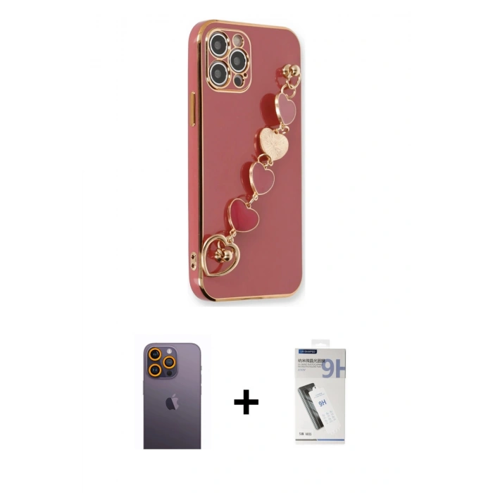 MARSİLYAN™- iPhone 12 Pro Max Kılıf Nova Işık Prime - Şeffaf Uv Polymer Nano Ekran Koruyucu + Sarı Neon Fosforlu Kamera Lens
