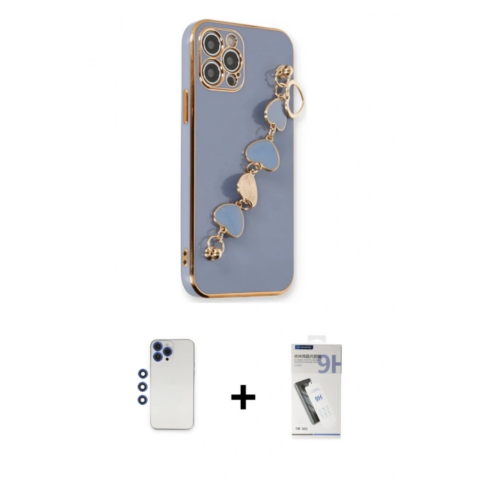 MARSİLYAN™- iPhone 12 Pro Max Kılıf Nova Işık Prime - Şeffaf Uv Polymer Nano Ekran Koruyucu + Shine Kamera Lens - LT