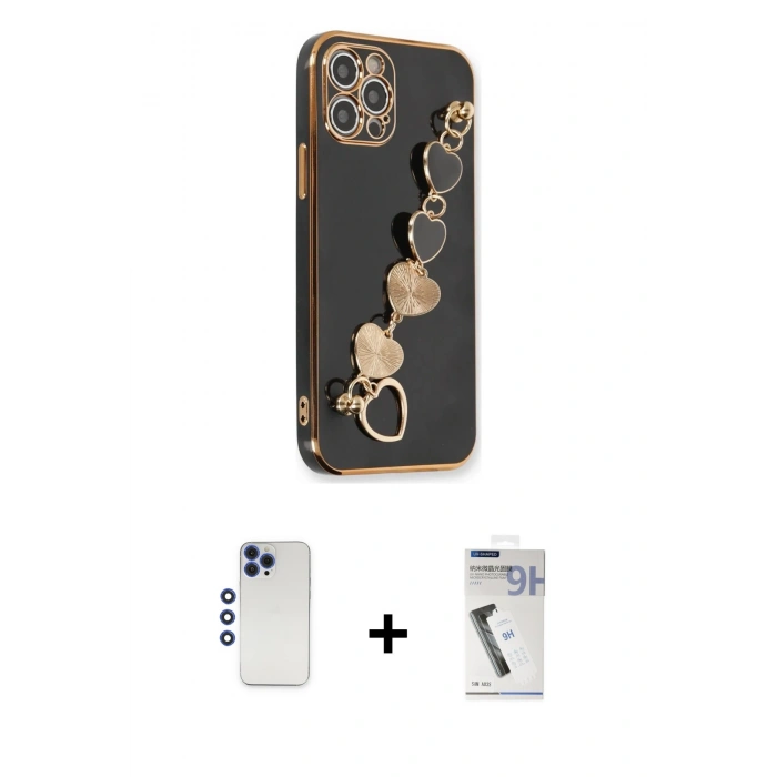 MARSİLYAN™- iPhone 12 Pro Max Kılıf Nova Işık Prime - Şeffaf Uv Polymer Nano Ekran Koruyucu + Shine Kamera Lens - LT