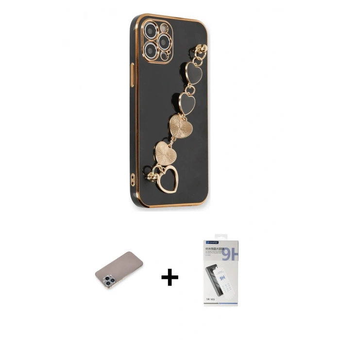 MARSİLYAN™- iPhone 12 Pro Max Kılıf Nova Işık Prime - Şeffaf Uv Polymer Nano Ekran Koruyucu + Shine Kamera Lens Koruma Cam - SABE