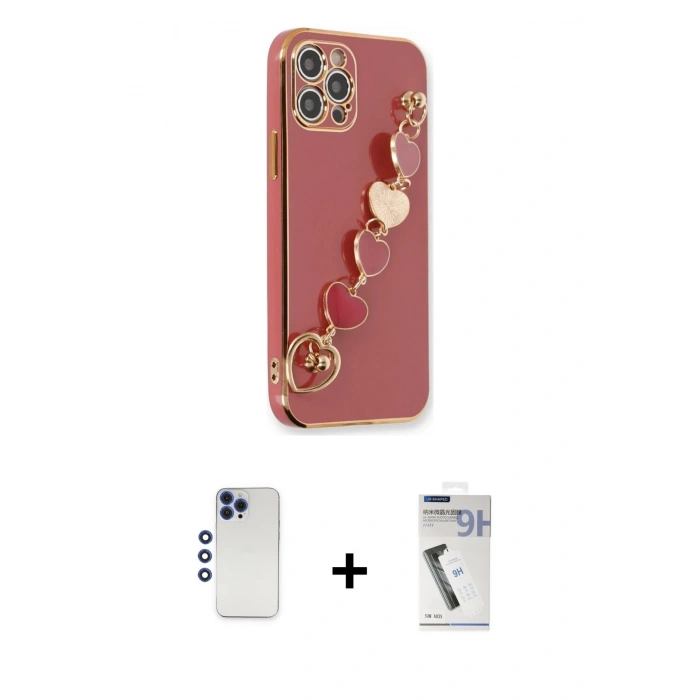 MARSİLYAN™- iPhone 12 Pro Max Kılıf Nova Işık Prime - Şeffaf Uv Polymer Nano Ekran Koruyucu + Shine Kamera Lens - LT