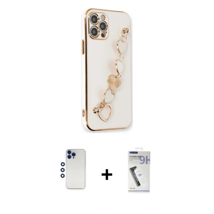MARSİLYAN™- iPhone 12 Pro Max Kılıf Nova Işık Prime - Şeffaf Uv Polymer Nano Ekran Koruyucu + Shine Kamera Lens - LT