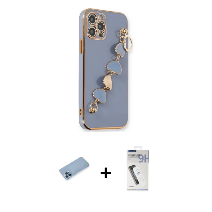 MARSİLYAN™- iPhone 12 Pro Max Kılıf Nova Işık Prime - Şeffaf Uv Polymer Nano Ekran Koruyucu + Shine Kamera Lens Koruma Cam - MI