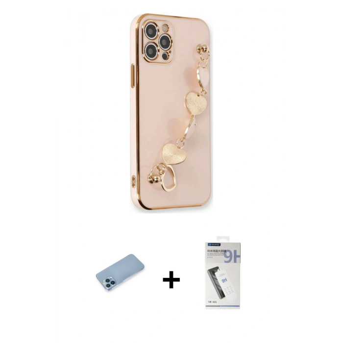 MARSİLYAN™- iPhone 12 Pro Max Kılıf Nova Işık Prime - Şeffaf Uv Polymer Nano Ekran Koruyucu + Shine Kamera Lens Koruma Cam - MI