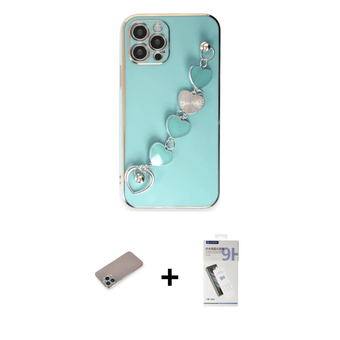 MARSİLYAN™- iPhone 12 Pro Max Kılıf Nova Işık Prime - Şeffaf Uv Polymer Nano Ekran Koruyucu + Shine Kamera Lens Koruma Cam - SABE