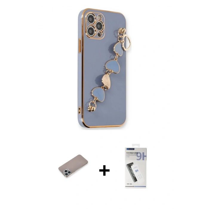 MARSİLYAN™- iPhone 12 Pro Max Kılıf Nova Işık Prime - Şeffaf Uv Polymer Nano Ekran Koruyucu + Shine Kamera Lens Koruma Cam - SABE