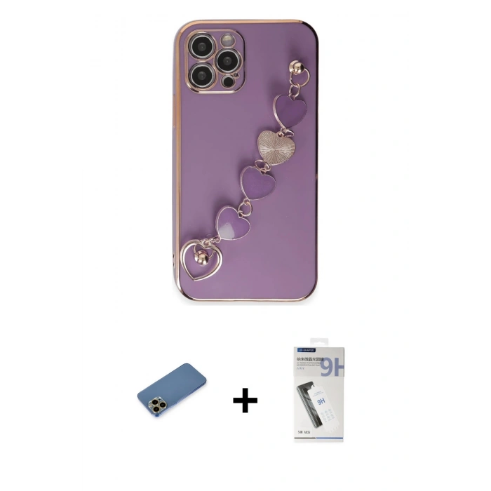MARSİLYAN™- iPhone 12 Pro Max Kılıf Nova Işık Prime - Şeffaf Uv Polymer Nano Ekran Koruyucu + Shine Kamera Lens Koruma Cam - GD