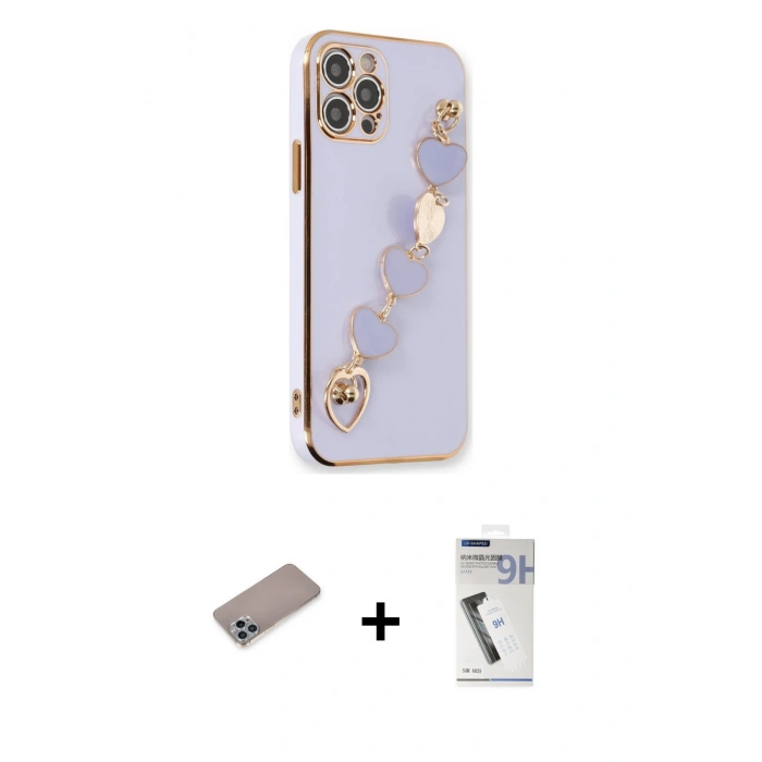 MARSİLYAN™- iPhone 12 Pro Max Kılıf Nova Işık Prime - Şeffaf Uv Polymer Nano Ekran Koruyucu + Shine Kamera Lens Koruma Cam - SABE