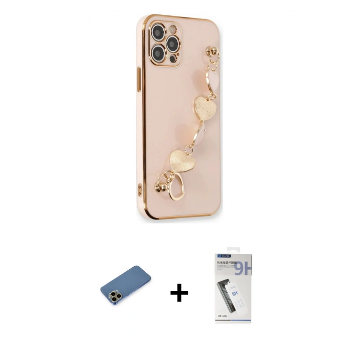 MARSİLYAN™- iPhone 12 Pro Max Kılıf Nova Işık Prime - Şeffaf Uv Polymer Nano Ekran Koruyucu + Shine Kamera Lens Koruma Cam - GD