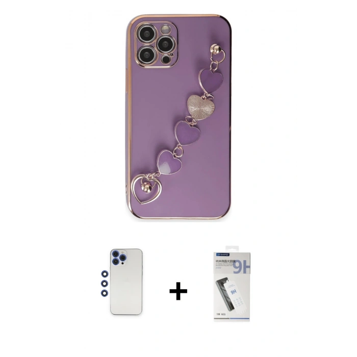 MARSİLYAN™- iPhone 12 Pro Max Kılıf Nova Işık Prime - Şeffaf Uv Polymer Nano Ekran Koruyucu + Shine Kamera Lens - LT