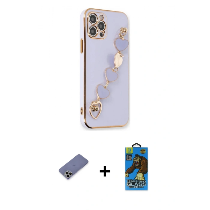 MARSİLYAN™- iPhone 12 Pro Max Kılıf Nova Işık Prime - Siyah 18D Cam Ekran Koruyucu + Metal Kamera Lens Koruma Cam - GD