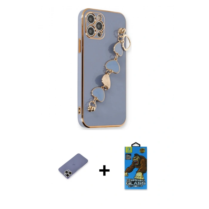 MARSİLYAN™- iPhone 12 Pro Max Kılıf Nova Işık Prime - Siyah 18D Cam Ekran Koruyucu + Metal Kamera Lens Koruma Cam - GD