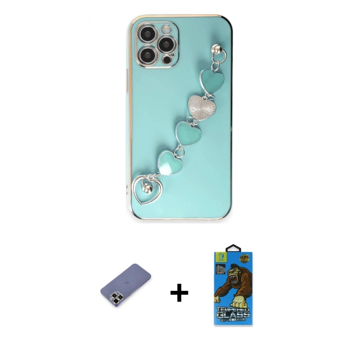 MARSİLYAN™- iPhone 12 Pro Max Kılıf Nova Işık Prime - Siyah 18D Cam Ekran Koruyucu + Metal Kamera Lens Koruma Cam - GD