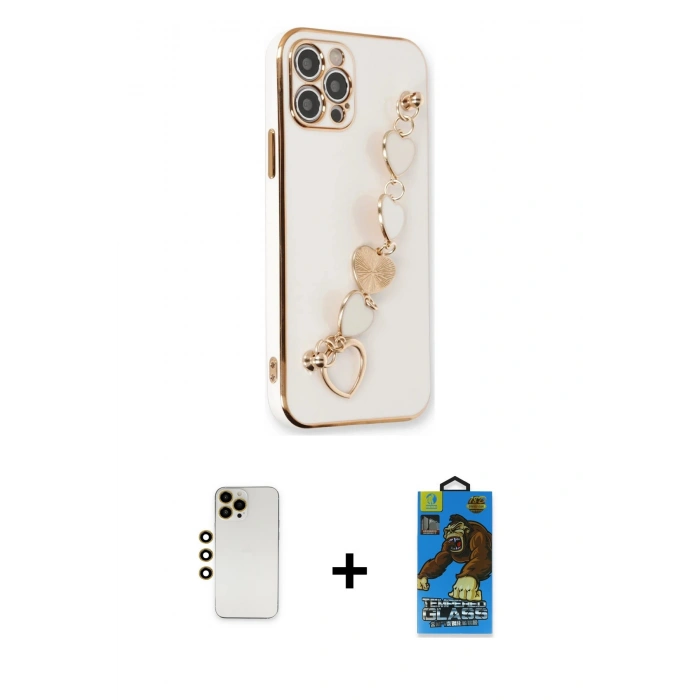 MARSİLYAN™- iPhone 12 Pro Max Kılıf Nova Işık Prime - Siyah 18D Cam Ekran Koruyucu + Shine Kamera Lens - GD