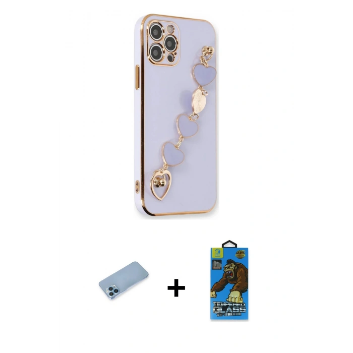 MARSİLYAN™- iPhone 12 Pro Max Kılıf Nova Işık Prime - Siyah 18D Cam Ekran Koruyucu + Shine Kamera Lens Koruma Cam - MI