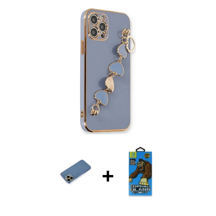 MARSİLYAN™- iPhone 12 Pro Max Kılıf Nova Işık Prime - Siyah 18D Cam Ekran Koruyucu + Shine Kamera Lens Koruma Cam - GD