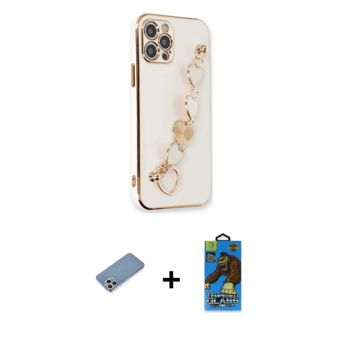 MARSİLYAN™- iPhone 12 Pro Max Kılıf Nova Işık Prime - Siyah 18D Cam Ekran Koruyucu + Shine Kamera Lens Koruma Cam - GS