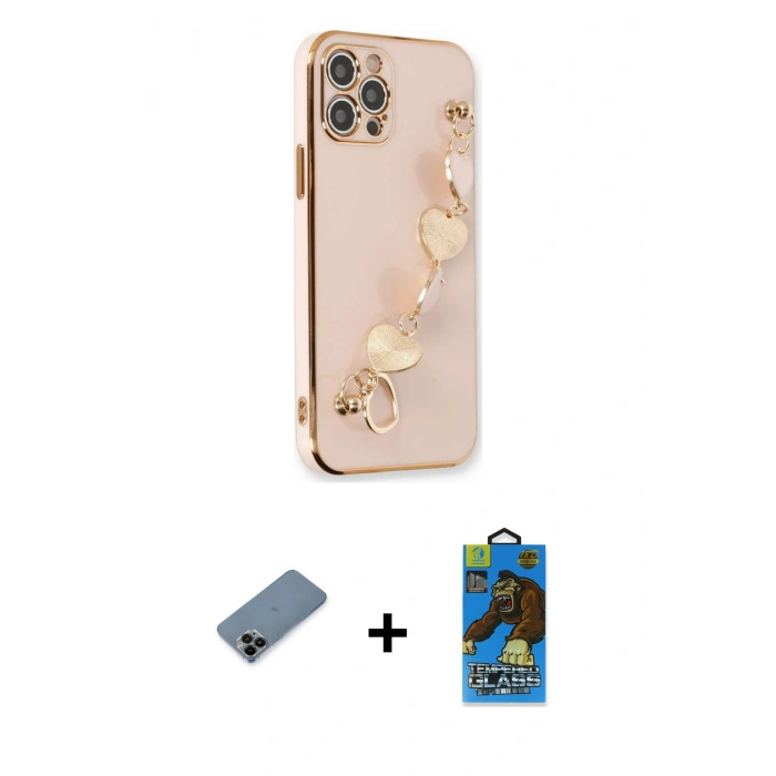 MARSİLYAN™- iPhone 12 Pro Max Kılıf Nova Işık Prime - Siyah 18D Cam Ekran Koruyucu + Shine Kamera Lens Koruma Cam - SH