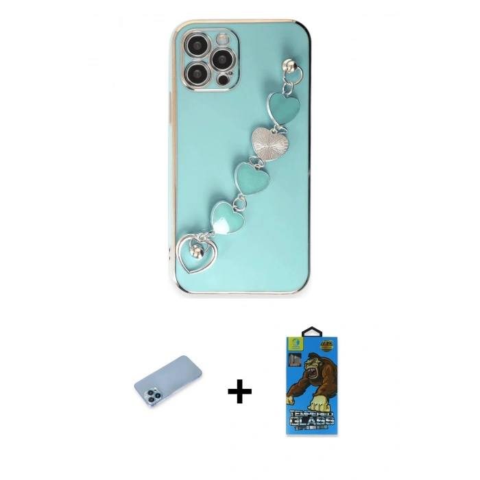 MARSİLYAN™- iPhone 12 Pro Max Kılıf Nova Işık Prime - Siyah 18D Cam Ekran Koruyucu + Shine Kamera Lens Koruma Cam - MI
