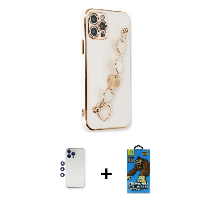MARSİLYAN™- iPhone 12 Pro Max Kılıf Nova Işık Prime - Siyah 18D Cam Ekran Koruyucu + Shine Kamera Lens - LT