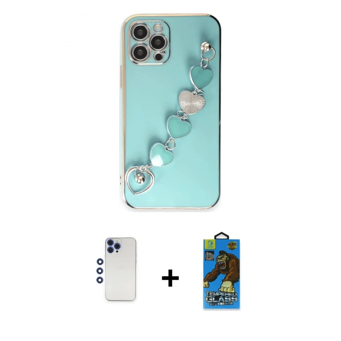 MARSİLYAN™- iPhone 12 Pro Max Kılıf Nova Işık Prime - Siyah 18D Cam Ekran Koruyucu + Shine Kamera Lens - LT