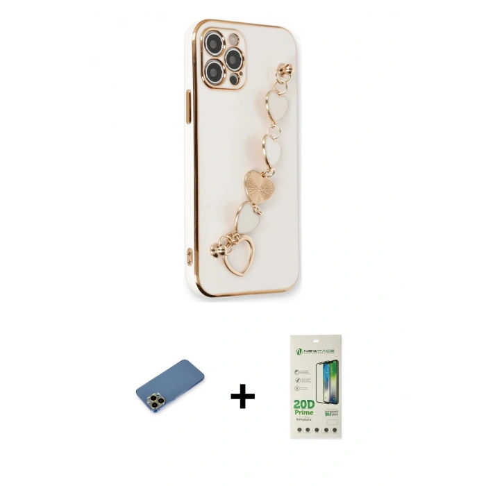 MARSİLYAN™- iPhone 12 Pro Max Kılıf Nova Işık Prime - Siyah 20D Premium Cam Ekran Koruyucu + Shine Kamera Lens Koruma Cam - GD