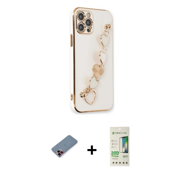 MARSİLYAN™- iPhone 12 Pro Max Kılıf Nova Işık Prime - Siyah 20D Premium Cam Ekran Koruyucu + Metal Kamera Lens Koruma Cam - KI