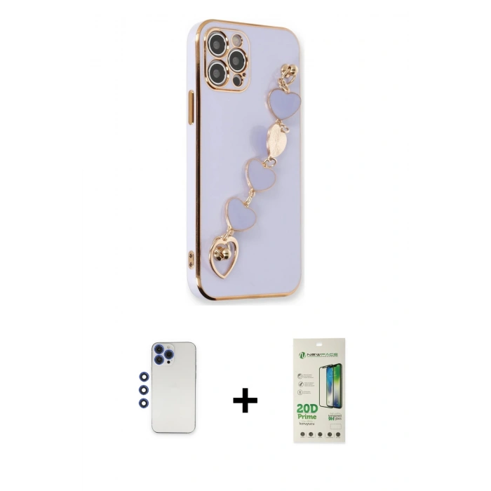 MARSİLYAN™- iPhone 12 Pro Max Kılıf Nova Işık Prime - Siyah 20D Premium Cam Ekran Koruyucu + Shine Kamera Lens - LT