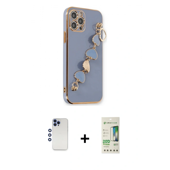 MARSİLYAN™- iPhone 12 Pro Max Kılıf Nova Işık Prime - Siyah 20D Premium Cam Ekran Koruyucu + Shine Kamera Lens - LT