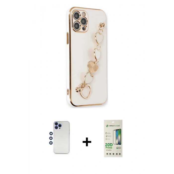 MARSİLYAN™- iPhone 12 Pro Max Kılıf Nova Işık Prime - Siyah 20D Premium Cam Ekran Koruyucu + Shine Kamera Lens - LT