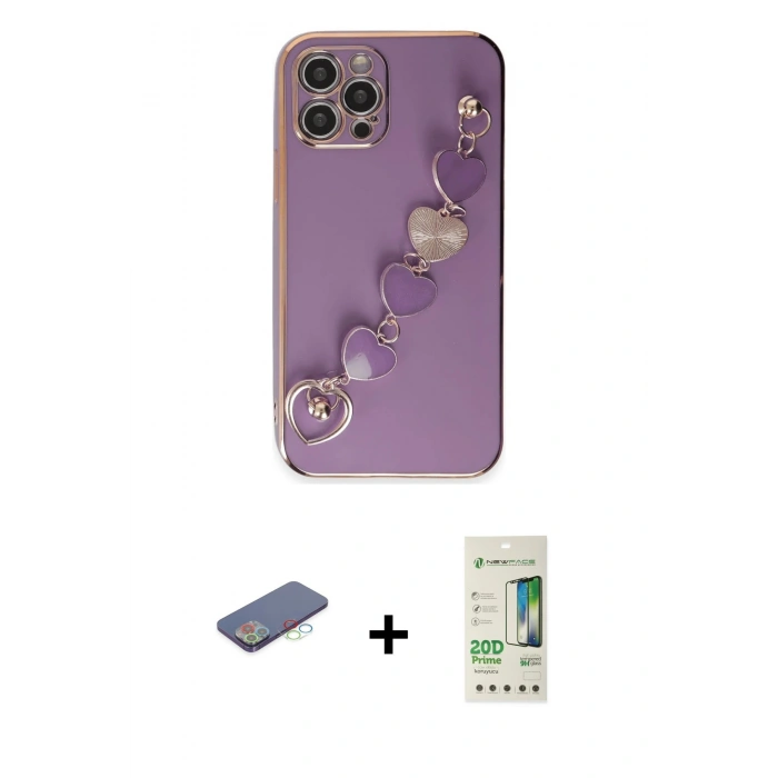 MARSİLYAN™- iPhone 12 Pro Max Kılıf Nova Işık Prime - Siyah 20D Premium Cam Ekran Koruyucu + Renkli Kamera Lens Koruma Cam - MI