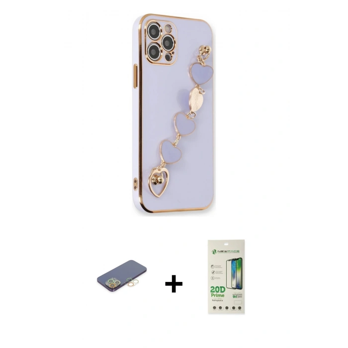 MARSİLYAN™- iPhone 12 Pro Max Kılıf Nova Işık Prime - Siyah 20D Premium Cam Ekran Koruyucu + Renkli Kamera Lens Koruma Cam - SI