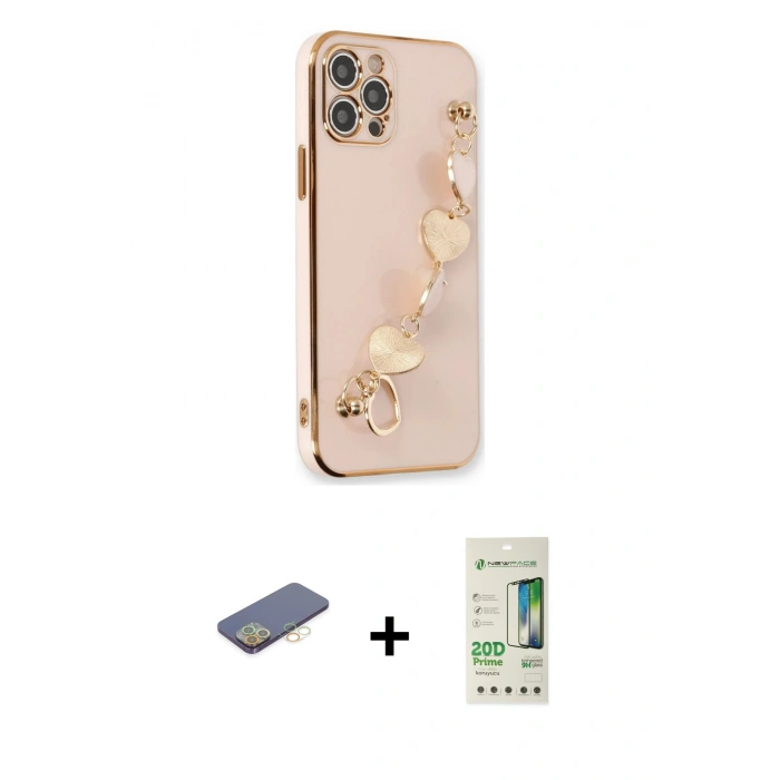 MARSİLYAN™- iPhone 12 Pro Max Kılıf Nova Işık Prime - Siyah 20D Premium Cam Ekran Koruyucu + Renkli Kamera Lens Koruma Cam - SI