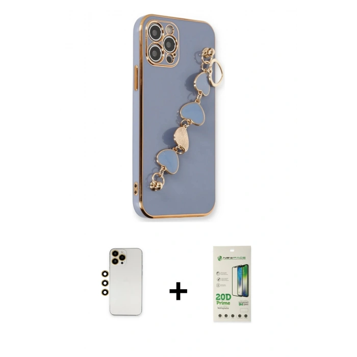 MARSİLYAN™- iPhone 12 Pro Max Kılıf Nova Işık Prime - Siyah 20D Premium Cam Ekran Koruyucu + Shine Kamera Lens - GD