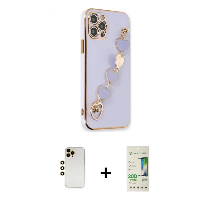 MARSİLYAN™- iPhone 12 Pro Max Kılıf Nova Işık Prime - Siyah 20D Premium Cam Ekran Koruyucu + Shine Kamera Lens - GD