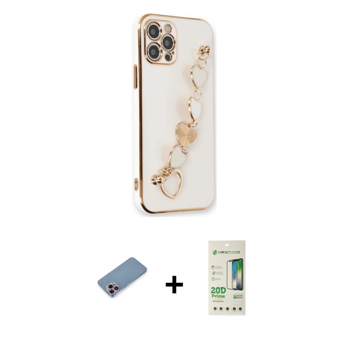 MARSİLYAN™- iPhone 12 Pro Max Kılıf Nova Işık Prime - Siyah 20D Premium Cam Ekran Koruyucu + Shine Kamera Lens Koruma Cam - PE