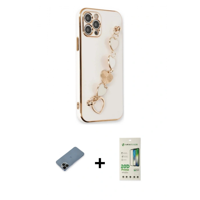 MARSİLYAN™- iPhone 12 Pro Max Kılıf Nova Işık Prime - Siyah 20D Premium Cam Ekran Koruyucu + Shine Kamera Lens Koruma Cam - SH