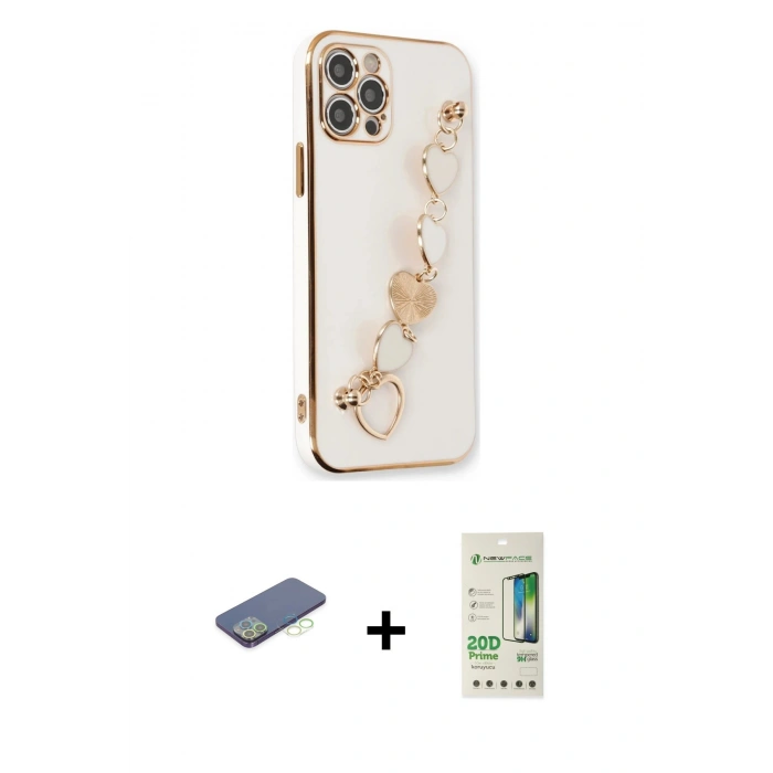MARSİLYAN™- iPhone 12 Pro Max Kılıf Nova Işık Prime - Siyah 20D Premium Cam Ekran Koruyucu + Renkli Kamera Lens Koruma Cam - YL