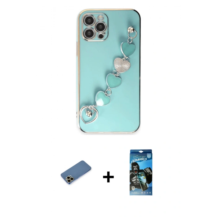 MARSİLYAN™- iPhone 12 Pro Max Kılıf Nova Işık Prime - Siyah 34D Izgaralı Cam + Shine Kamera Lens Koruma Cam - GD