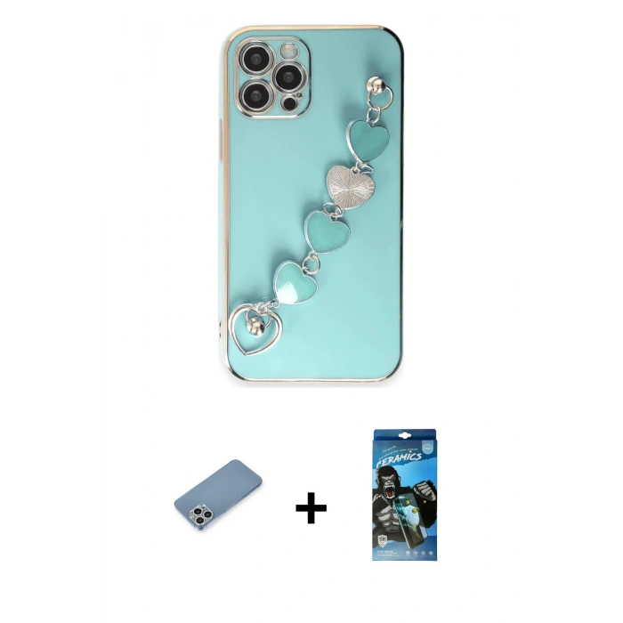MARSİLYAN™- iPhone 12 Pro Max Kılıf Nova Işık Prime - Siyah 34D Izgaralı Cam + Shine Kamera Lens Koruma Cam - GS