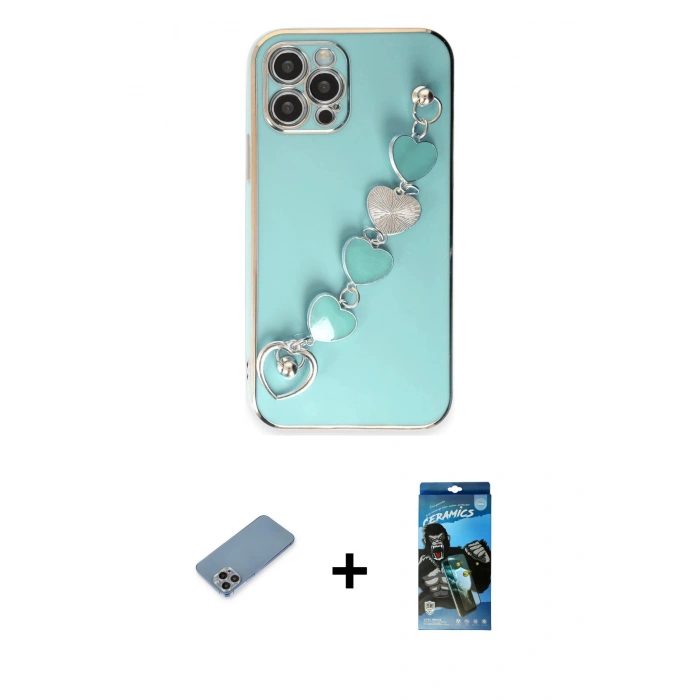 MARSİLYAN™- iPhone 12 Pro Max Kılıf Nova Işık Prime - Siyah 34D Izgaralı Cam + Shine Kamera Lens Koruma Cam - GI