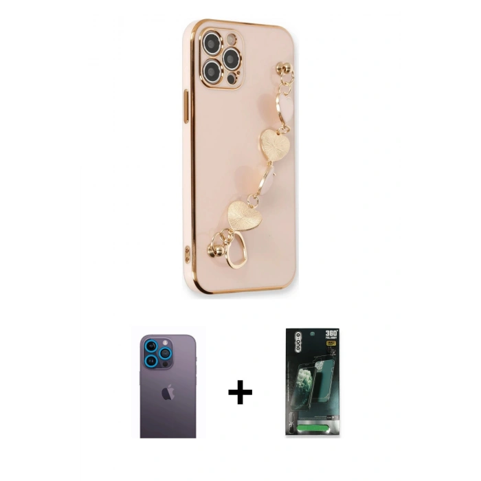 MARSİLYAN™- iPhone 12 Pro Max Kılıf Nova Işık Prime - Siyah 360 Mat Full Body Arka Koruyucu + Neon Fosforlu Kamera Lens - MI