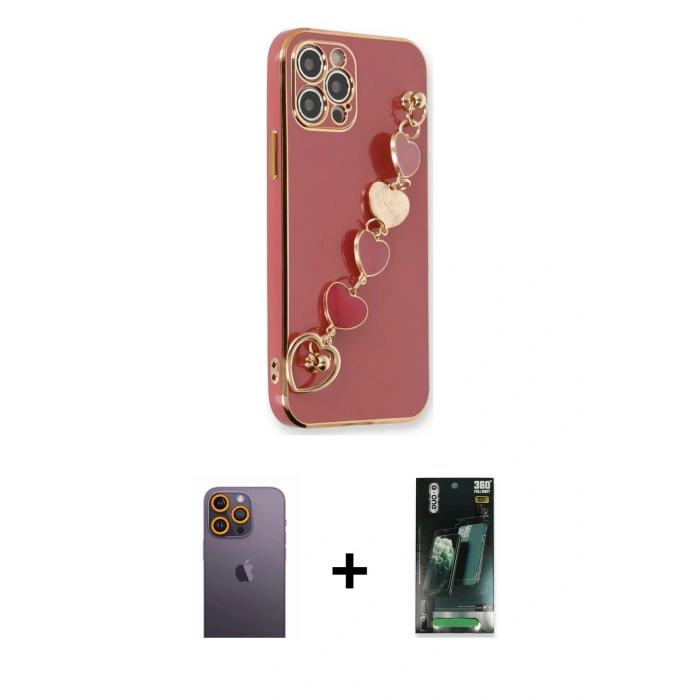 MARSİLYAN™- iPhone 12 Pro Max Kılıf Nova Işık Prime - Siyah 360 Mat Full Body Arka Koruyucu + Sarı Neon Fosforlu Kamera Lens