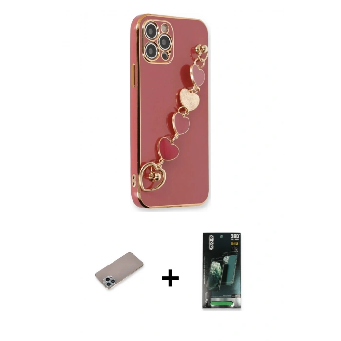 MARSİLYAN™- iPhone 12 Pro Max Kılıf Nova Işık Prime - Siyah 360 Mat Full Body Arka Koruyucu + Shine Kamera Lens Koruma Cam - SABE