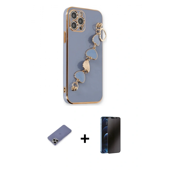 MARSİLYAN™- iPhone 12 Pro Max Kılıf Nova Işık Prime - Siyah 3D Antistatik Hayalet Cam Ekran Koruyucu + Metal Kamera Lens Koruma Cam - GD