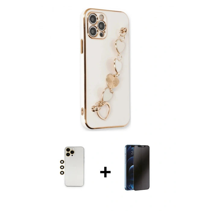MARSİLYAN™- iPhone 12 Pro Max Kılıf Nova Işık Prime - Siyah 3D Antistatik Hayalet Cam Ekran Koruyucu + Shine Kamera Lens - GD